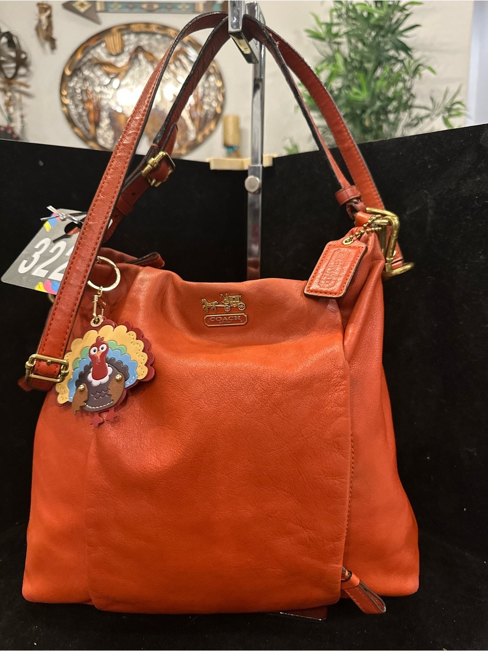 Coach # 322 Burnt  Orange Madison Isabelle Tote Leather Shoulder/Crossbody  Bag